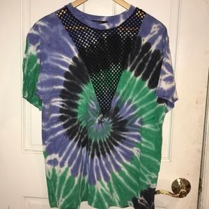 Tie Dye tee shirt w/ Mesh Detailing